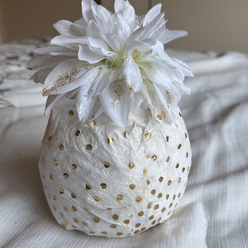 White & Gold Polka Dot Sparkly Deco handmade 1 of a kind Fun n Funky decor girls